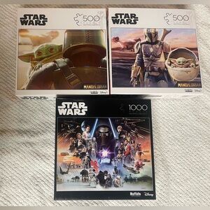3 Star Wars jigsaw puzzles by Buffalo Games Disney skywalker returns mandalorian